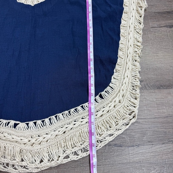 Paradise USA Crochet Top Boho Bohemian Blue & Cream Pool Vacation Flowy - Picture 8 of 8